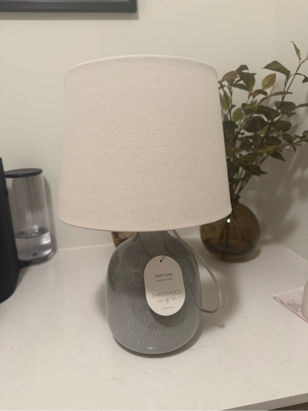 Threshold Gray Ceramic Table Lamp with Cream Shade